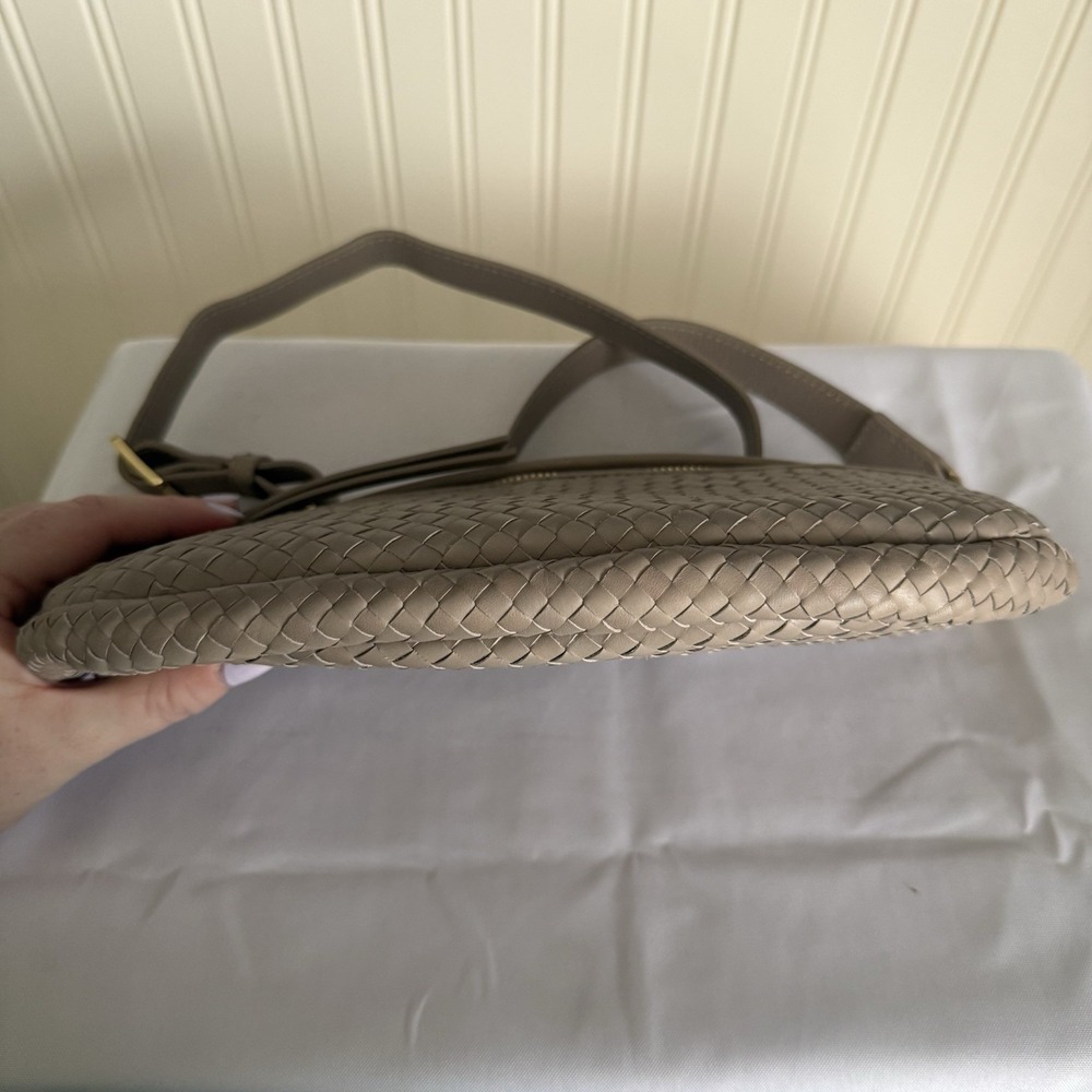 Quince Woven Leather Satchel in Taupe - Picture 2 of 14